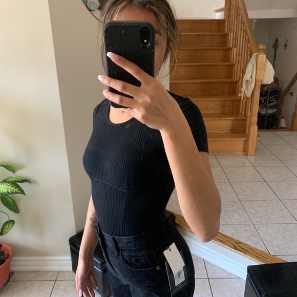 Princess Polly Black Ribbed Corset Bodysuit - Picture 3 of 4